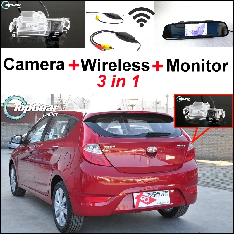 

3 in1 Camera + Wireless Receiver + Mirror Monitor Parking System For Hyundai Verna Accent Blue Fluidic Solaris Grand Avega i25