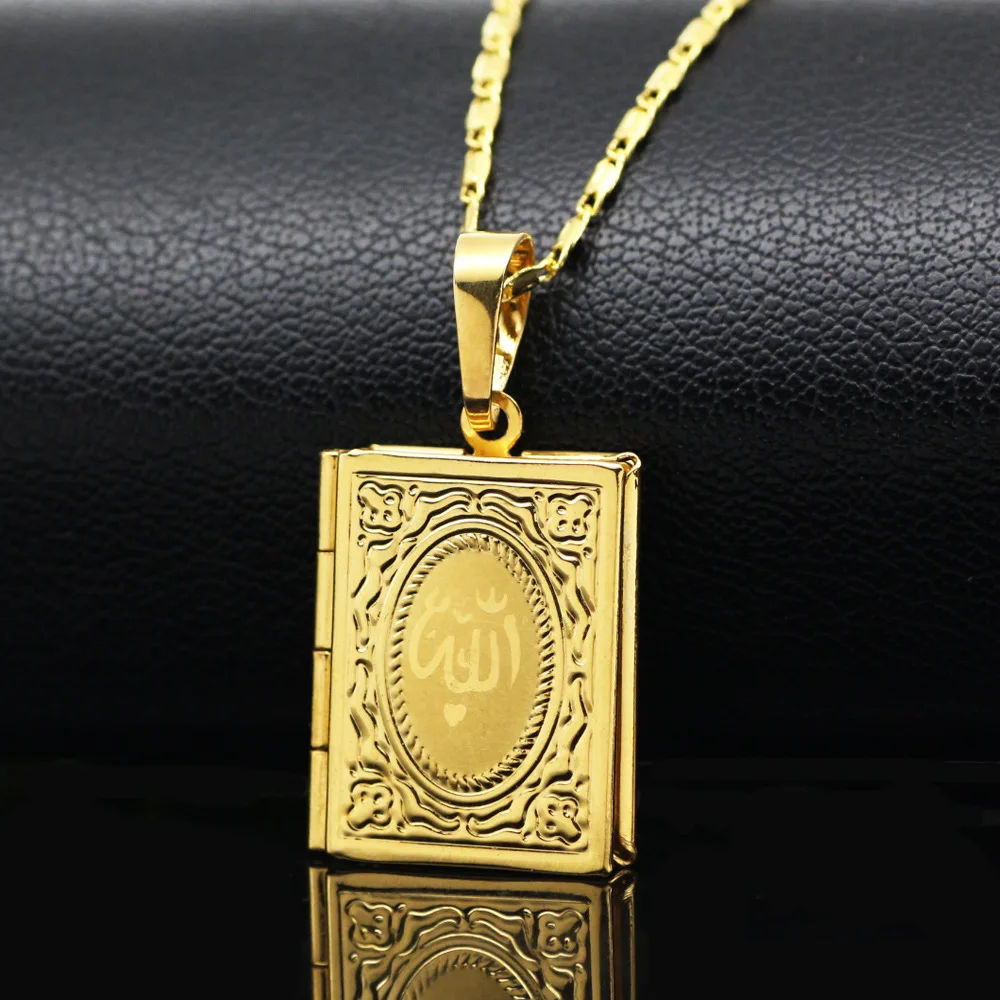 WEIYU Allah Quran Box ожерелье для женщин Мохамед золотой цвет памяти кулон с фото