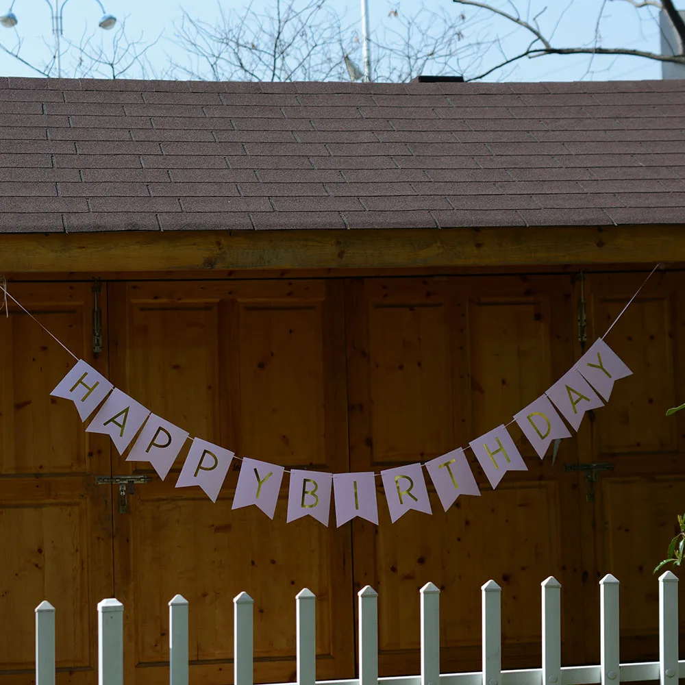 13 шт./компл. Белые и розовые счастливые Баннеры для дня рождения золотые письма