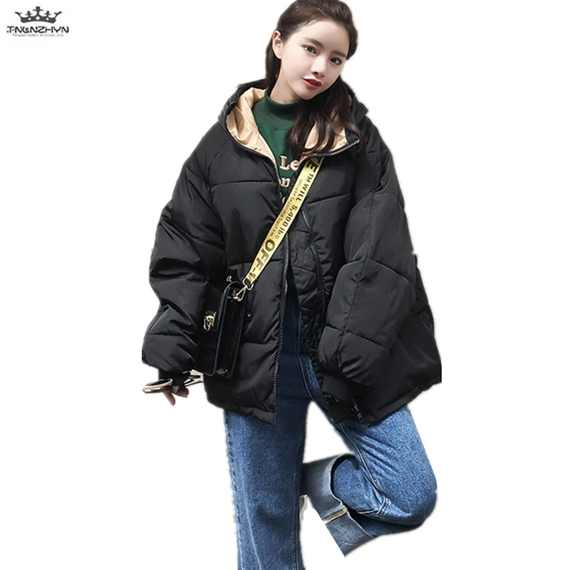 

2019 Women padded Winter Jackets Students clothing Jacket Parkas Loose Plus size Warm Outerwear Hooded Thick Short Cotton Coat