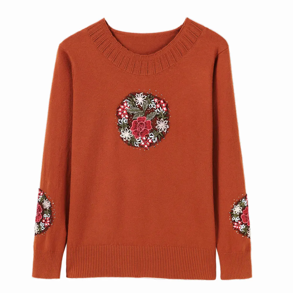 2019 Spring Sweater Women Embroidery Flower Knitted Soft and Pullover Female Tricot Jersey Jumper Pull Femme | Женская одежда