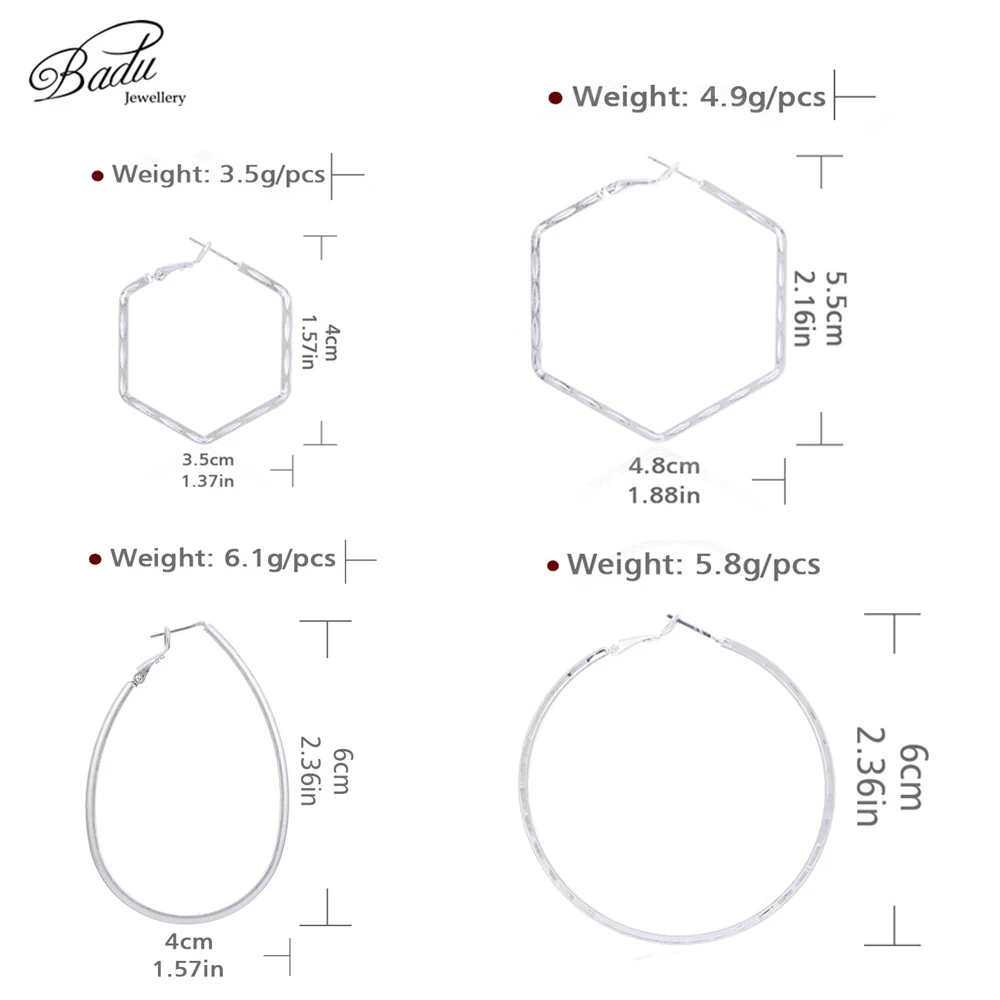 

Badu Big Hollowing Geometric Hoop Earrings for Women Gold Punk Earring Exaggerated Jewelry Gift for Christmas Wholesale