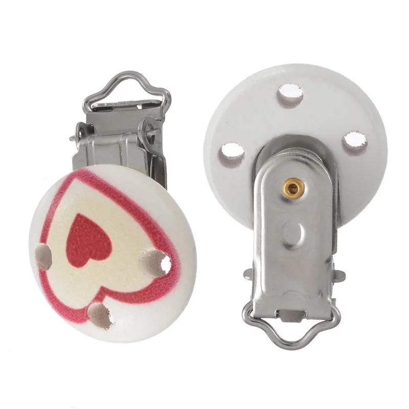 5 ШТ. Древесины Сердце Младенца Младенец Соску Держатель Цепи Клипы с