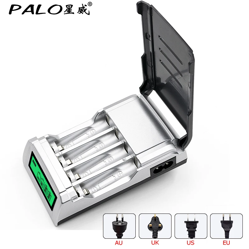 Быстрое зарядное устройство с ЖК дисплеем и 4 слотами умное интеллектуальное для