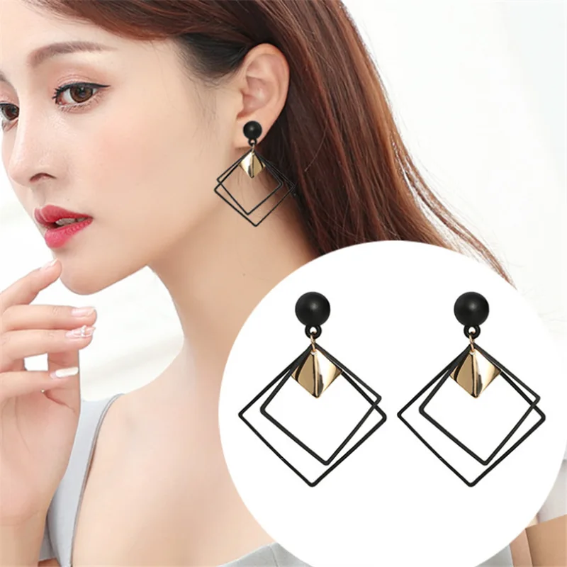Temperament Long Matte Pendant Earrings Korean Fashion Jewelry Wild Sequins Geometric Earring Female Elegant Statement | Украшения и