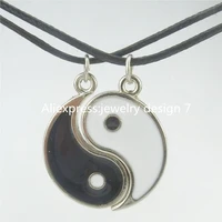 hot sale 17828 1set enamel alloy best friend i ching bagua tai chi ying yang pendant necklace