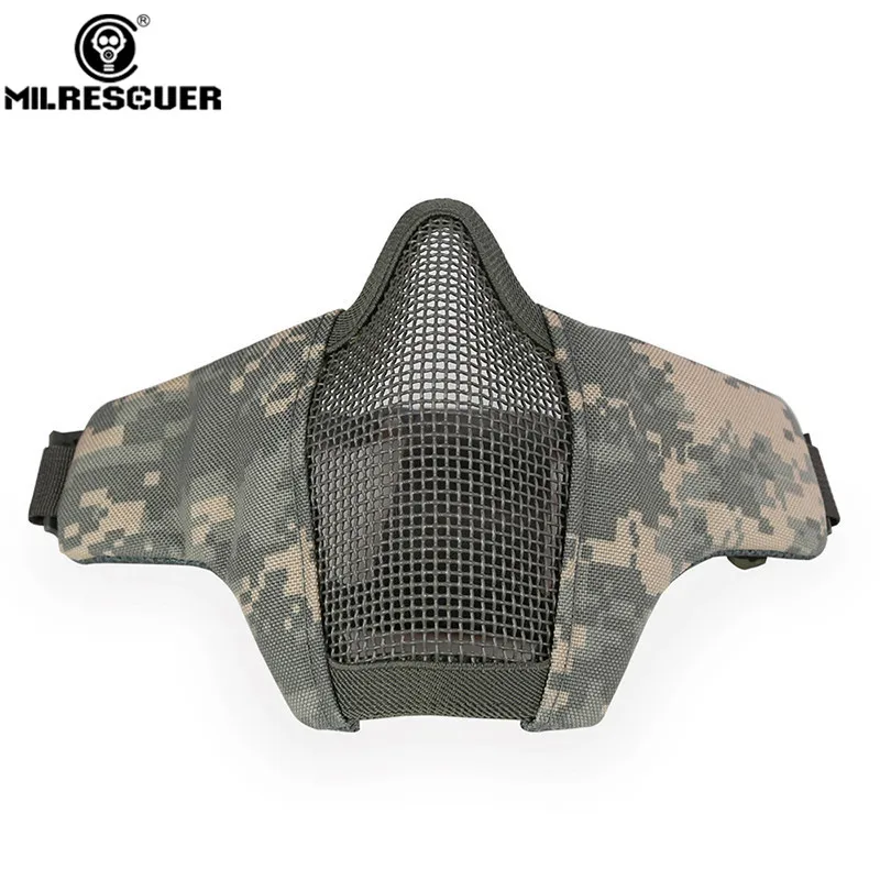 MILRESCUER New Tactical Airsoft Mask Half Lower Face Metal Steel Net Hunting Protective Prop For Paintball Military Party CS |