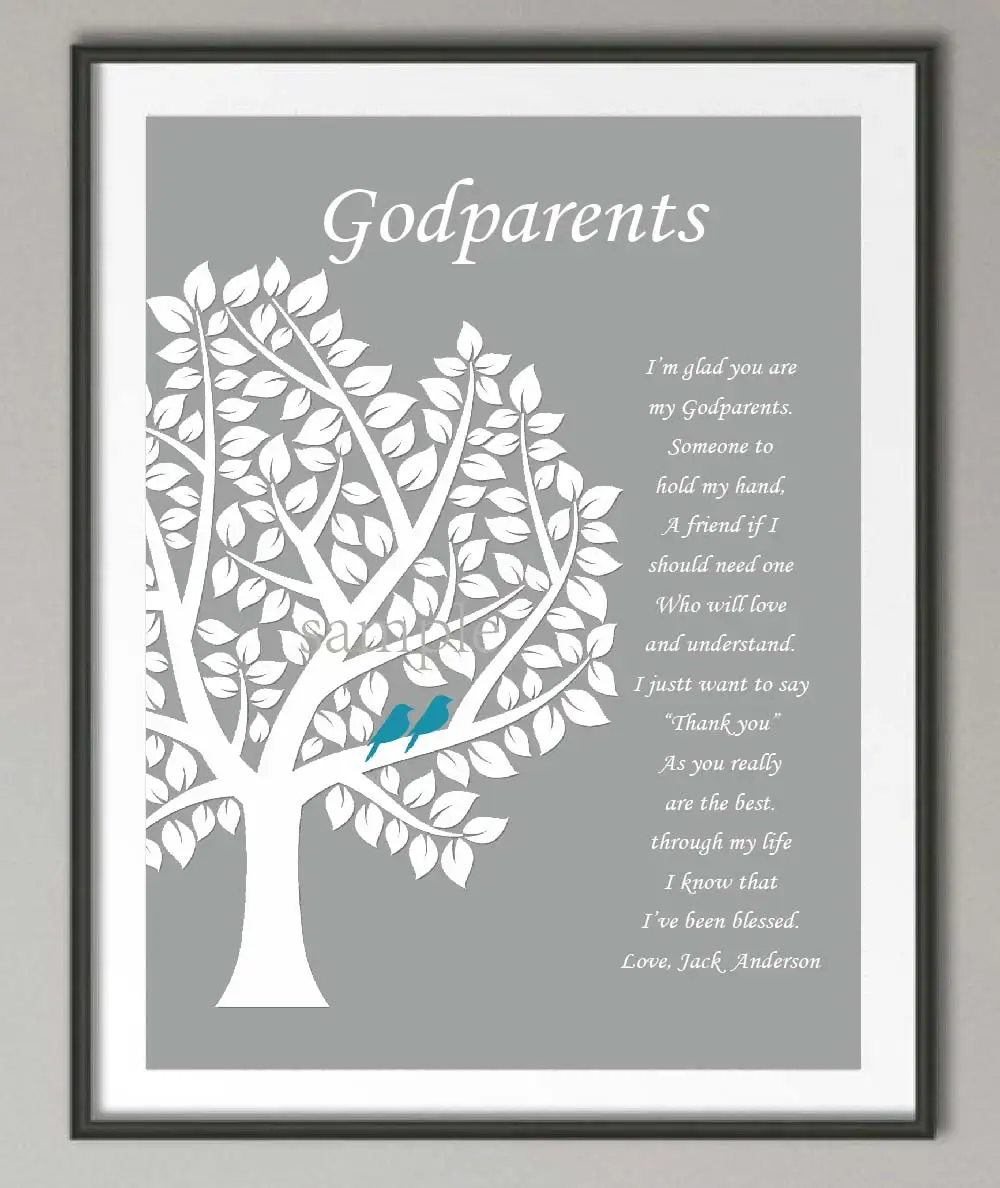 Персонализированные подарки крестный родитель Холст Картина семья дерево