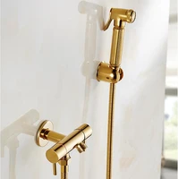 tuqiu bidet faucet set toilet bidet sprayer set kit brass gold bathroom bidet faucet set with 1 5m plumbing hose and abs holder