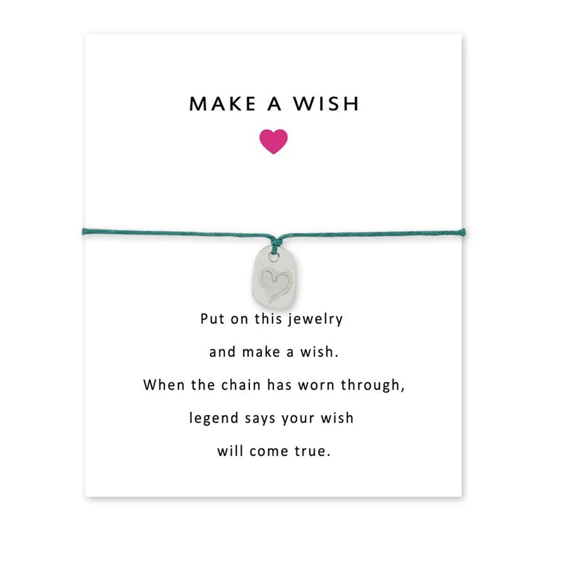 Браслет в форме сердца со звездочками и надписью Wish Card для лучших друзей подарки