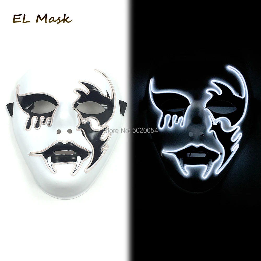 10 Colors Select Halloween Scary Full Face Lighting Mask Cosplay Led Costume Flashing EL Wire Light Up | Тематическая одежда и