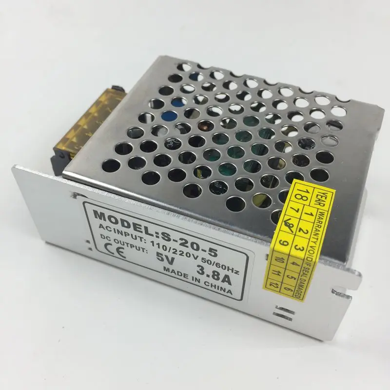 5 V 3.8A 20 Вт светодиодный Питание трансформатор коммутации для светодиодный полосы света WS2811 светодиодный пиксельный модульный постоянного тока 110/220 V DC/DC 5 V адаптер переменного тока