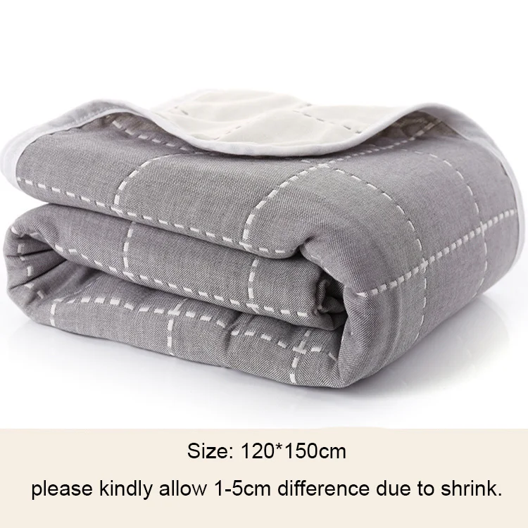 Light Grey 120X150cm Детское одеяло, детское летнее постельное белье, квилт для софы, хлопок, детское одеяло, 6 слоев муслина, пеленка для младенцев, 120*150 см/150*200 см - Цвет: Light Grey 120X150cm