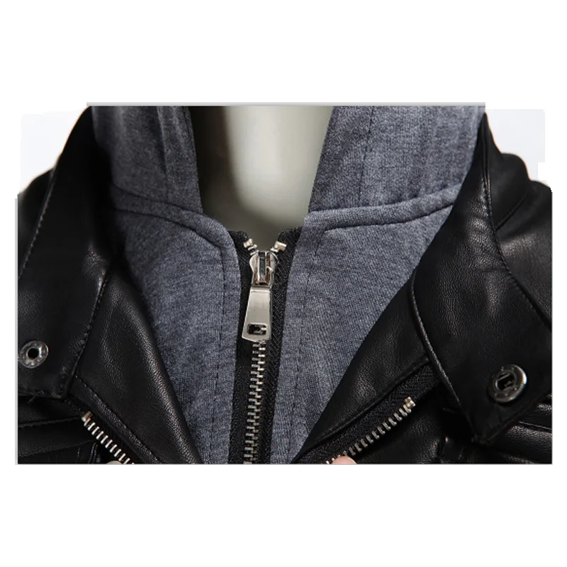 Мужская кожаная куртка с капюшоном большие размеры | одежда