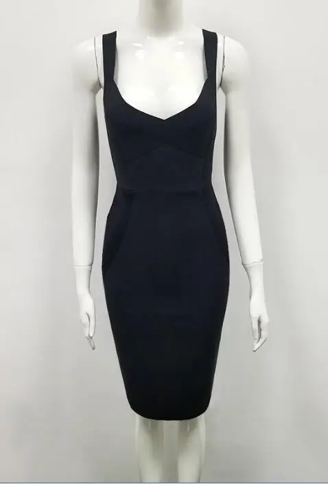 5 цветов новое летнее Бандажное Платье Женское Vestidos модное платье на тонких бретельках с v-образным вырезом элегантное облегающее платье - Цвет: Черный