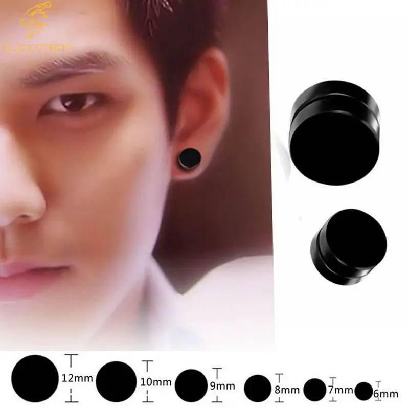 Набор Magn клипсы круглые серьги гвоздики черный Стильный Панк рок хип хоп мужские