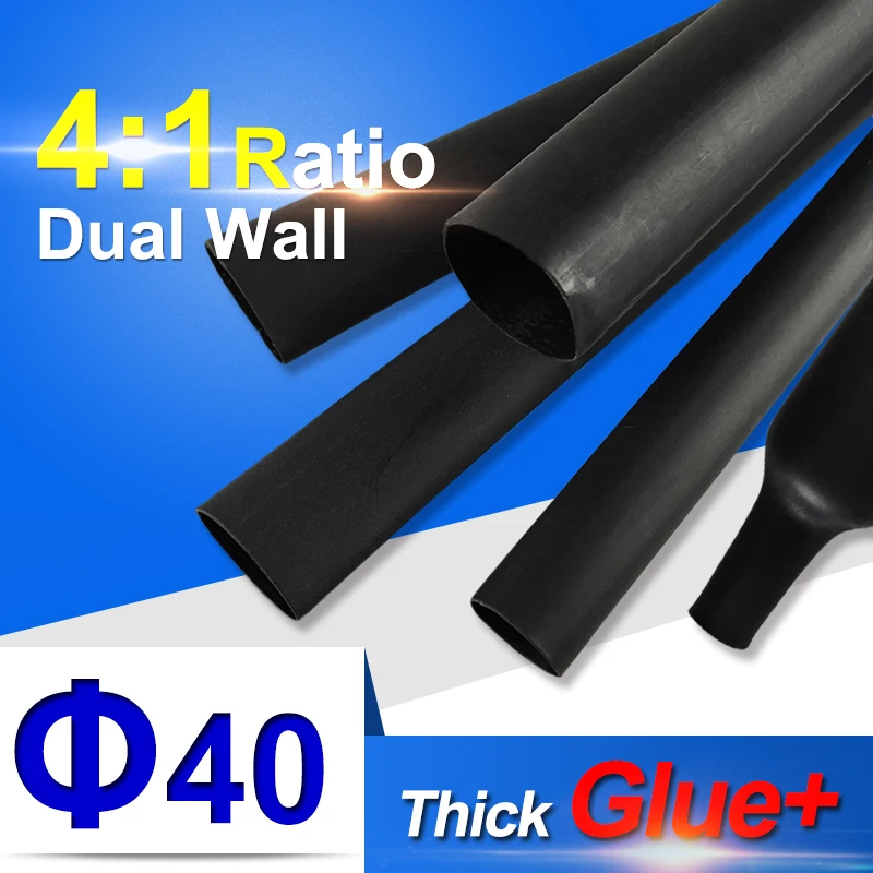 1.22meter/lot 40mm 4:1 ratio Heat Shrink Tube with Glue Dual Wall Shrinkable Tubing Adhesive Lined Cable Sleeve Wrap Wire kits |