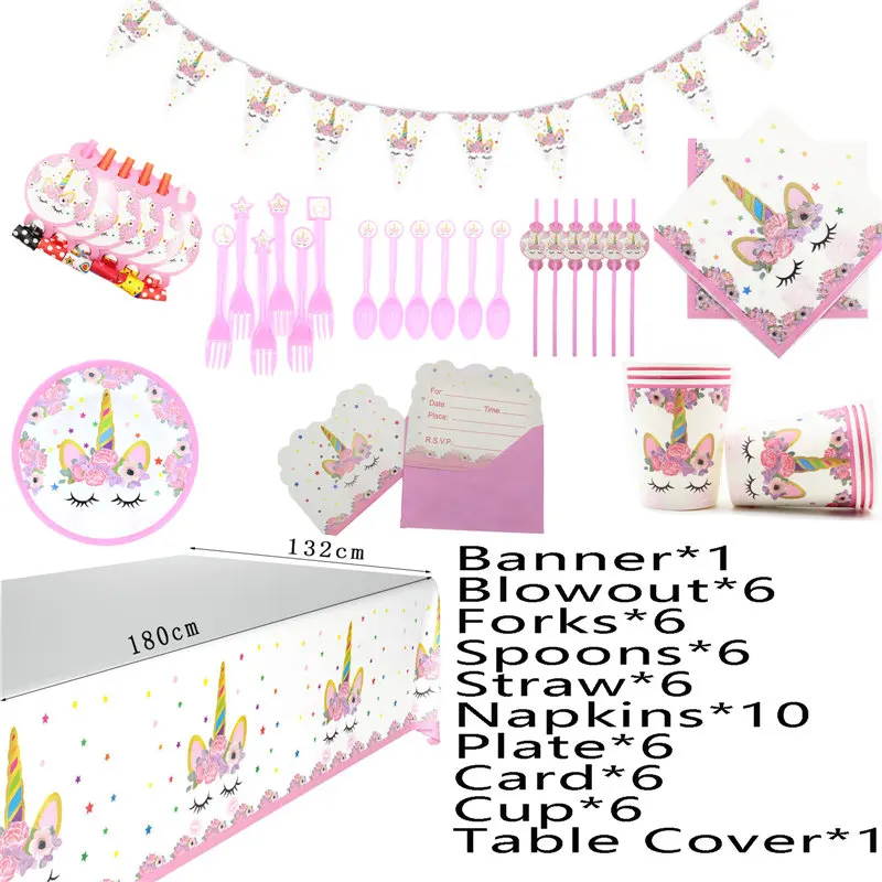 Pink set 6 guests Вечерние шары в виде единорога, набор объемных больших шагающих животных, воздушные шары из латексной фольги, вечерние принадлежности, декорации с днем рождения, Детские сувениры для девочек - Цвет: Pink set 6 guests