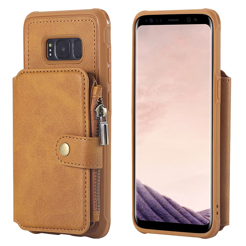 Кожаный чехол для samsung Galaxy S8 S9 S10 Plus S10E кошелек на молнии мягкий держатель для карт чехол для samsung Note 10 10+ 9 8 чехол для телефона