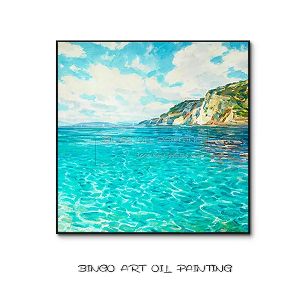 Landscape Painting B Художественная ручная роспись чудесное искусство голубое небо и море пейзаж маслом красота пейзаж картина маслом для украшения кухни - Цвет: Landscape Painting B