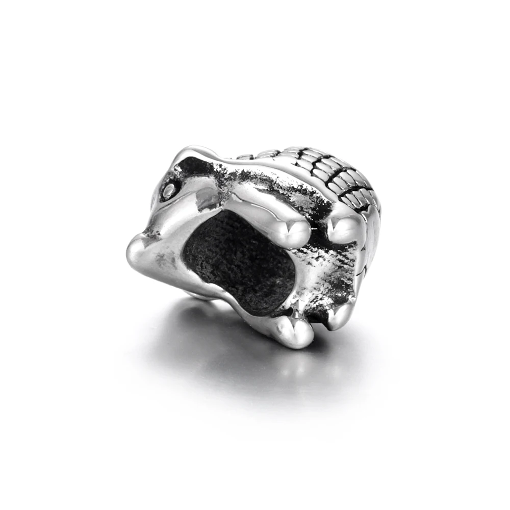 Stainless Steel European Beads Hedgehog 5mm Hole Blacken Metal Animal Bead Charm for Jewelry Making Bracelet Components | Украшения и