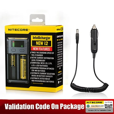 Nitecore D4 D2 I4 I2 Digi зарядное устройство lcd интеллектуальная схема глобальная страховка Li-Ion 18650 14500 16340 26650 зарядное устройство - Цвет: I2 With Car Charger