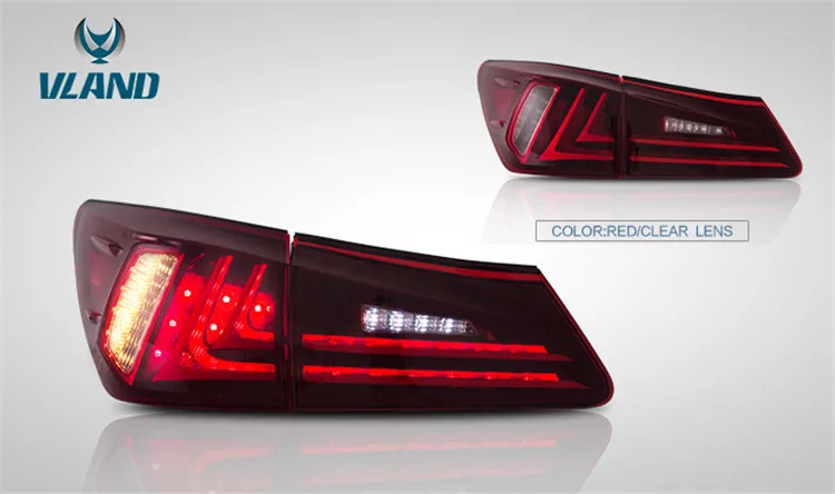 Taillight RED VLAND завод для Lexus IS 250 IS300 головная лампа/задний фонарь в сборе 2006 2007 2008 2009 2010 2012 полный светодиодный+ бледный и штепсельная вилка - Цвет: Taillight RED