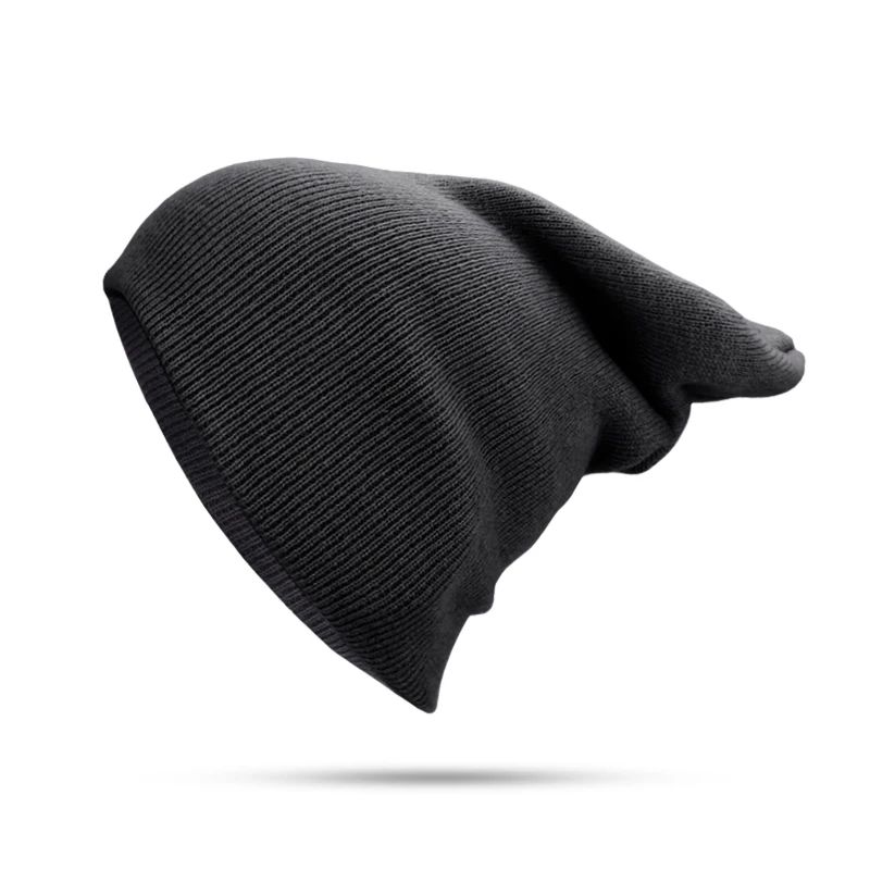 Зимняя шапка для мужчин и женщин Skullies Beanies теплая шапка унисекс эластичные вязаные шапки одноцветные вязаные розовые зеленые головные уборы для девочек - Цвет: Black