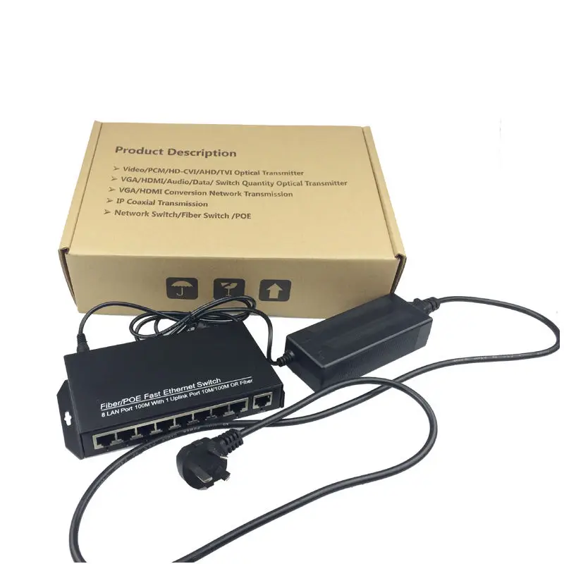 Jyttek POE 8 портовый коммутатор AP RJ45 Uplink для сетевых камер|Оптоволоконное