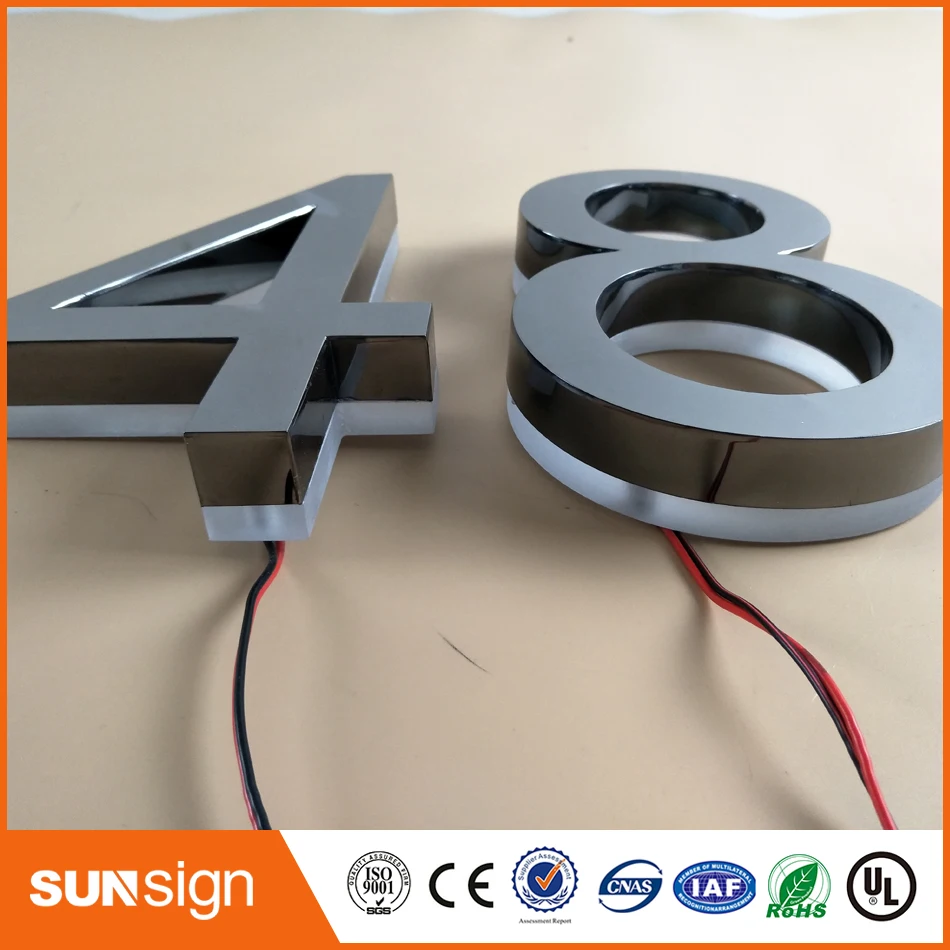 H 15 см оптовая торговля из нержавеющей стали с подсветкой СВЕТОДИОДНЫЕ Буквы