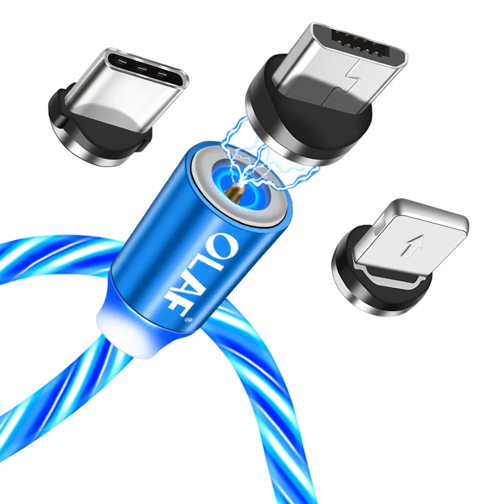 Олаф светящийся Магнитный кабель для iPhone, зарядное устройство, usb кабель, светодиодный магнит, микро usb type-C кабель, магнитный шнур, кабели для мобильных телефонов