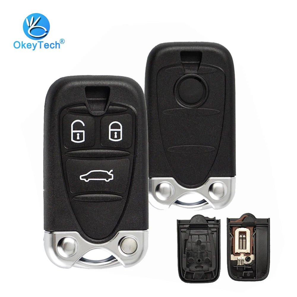 

OkeyTech Car Remote Key Shell for Alfa Romeo 159 Brera 156 Spider 3 Button Housing With Insert Blade for Alfa Smart Key Fob Case