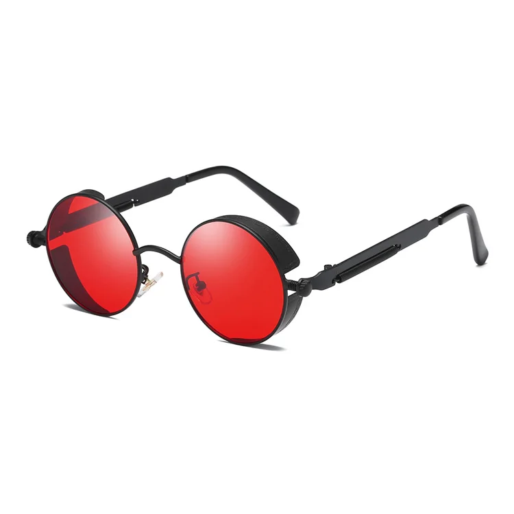 C4 Black Red MADELINY, новинка, модные круглые солнцезащитные очки для женщин, фирменный дизайн, металлическая оправа, стимпанк, Винтажные Солнцезащитные очки для мужчин и женщин, MA094 - Цвет линз: C4 Black Red