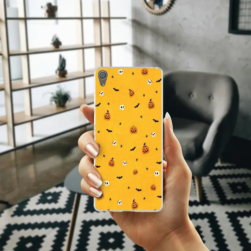 Хэллоуин трюк или лечения тыква летучая мышь Чехлы ТПУ телефон для Sony Xperia E3 E5 T3 M2 M4