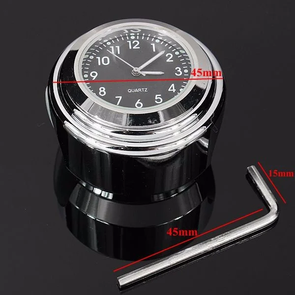 

7/8" 1"Waterproof Motorcycle Handlebar Chrome Black Dial Clock for Harley Yamaha Honda Kawasaki
