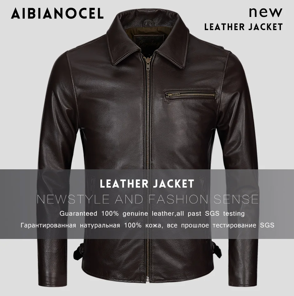 New Genuine Leather Cow Coat Real Leather Mens Jacket Smart Casual Genuine Leather Coat Men Autumn Winter Clothing Fashion