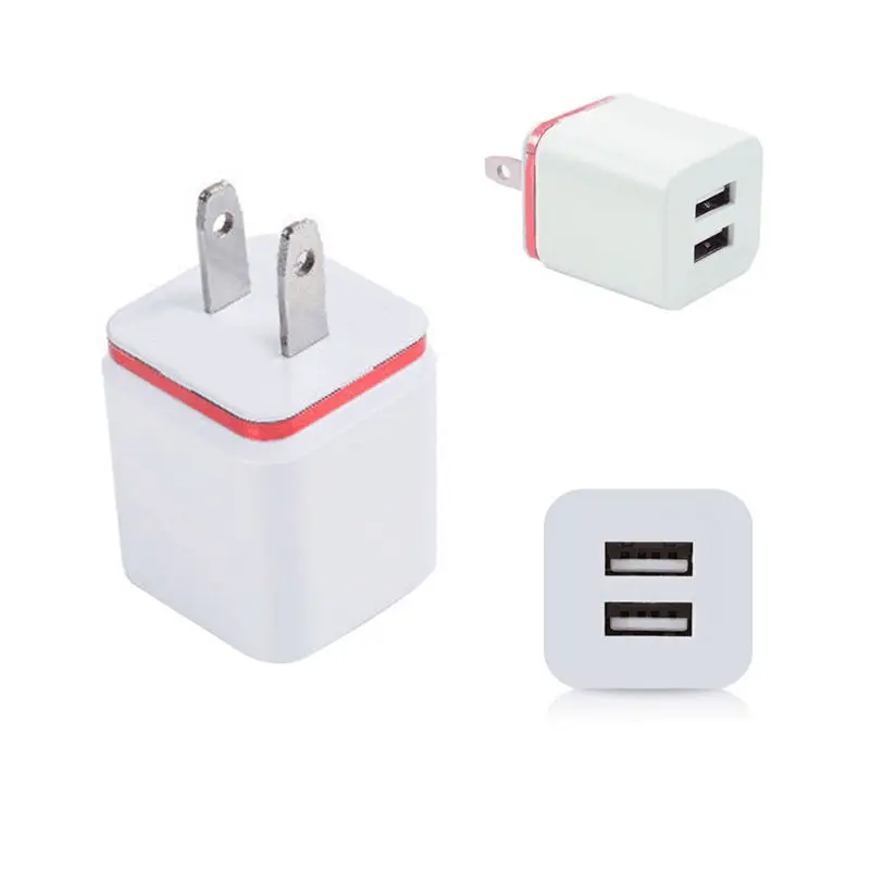 100 шт./лот 5 в 2 портовый USB настенный адаптер зарядное устройство США/ЕС вилка для
