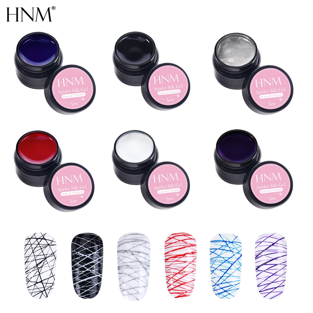 HNM 5 мл гель для дизайна ногтей Spider Шелковый отмачиваемый УФ 12 цветов Vernis a Ongle