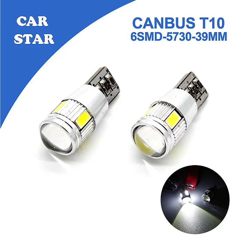 2X T10 Canbus W5W светодиодный 6SMD 5730 без ошибок белый авто освещение подсветка приборов