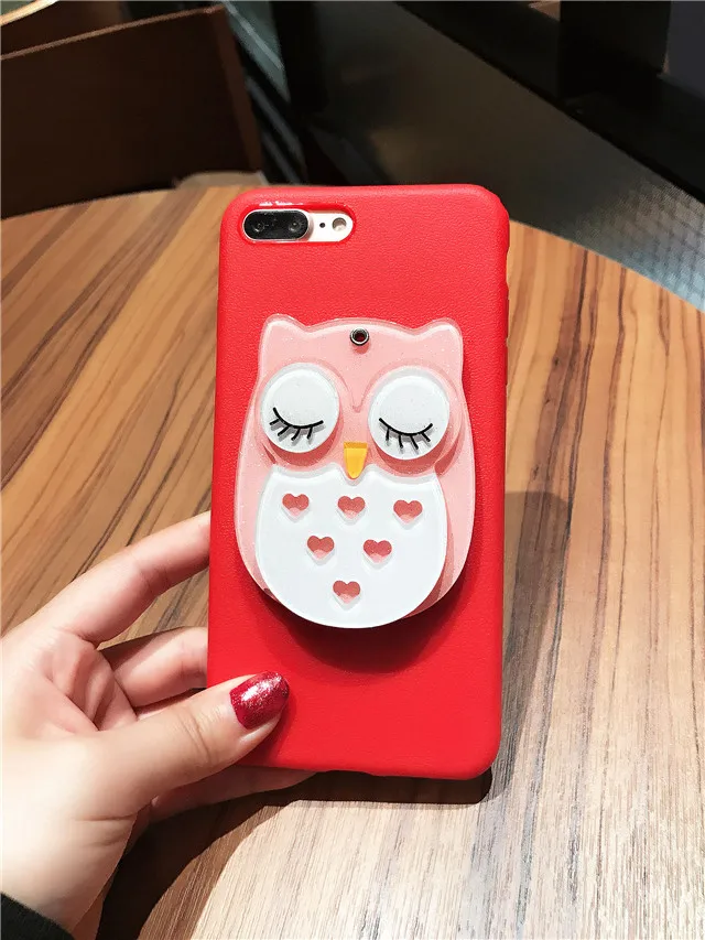 3D коробки зеркало в форме Совы из искусственной кожи чехол для iPhone 8 7 6 6s плюс plus
