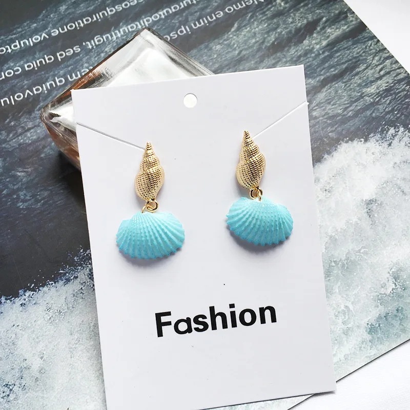 Romantic Resin Colorful White Blue Pearl Shell Drop Earrings Simple Cute Brincos Unique Mermaid Jewelry | Украшения и аксессуары