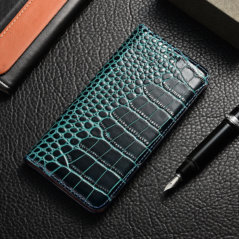 Blue Чехол для телефона из натуральной крокодиловой кожи чехол для Xiaomi Mi 5 5c 5X 5S 6 6X8 9 Plus SE A3 A2 A1 cc9e Lite Explorer с откидной крышкой и подставкой - Цвет: Blue