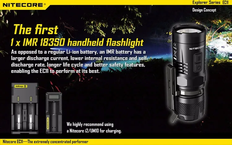 Скидка NITECORE EC11 NL166 18350 аккумуляторная батарея 900 лм фонарик водонепроницаемый спасательный Открытый Поиск кемпинг