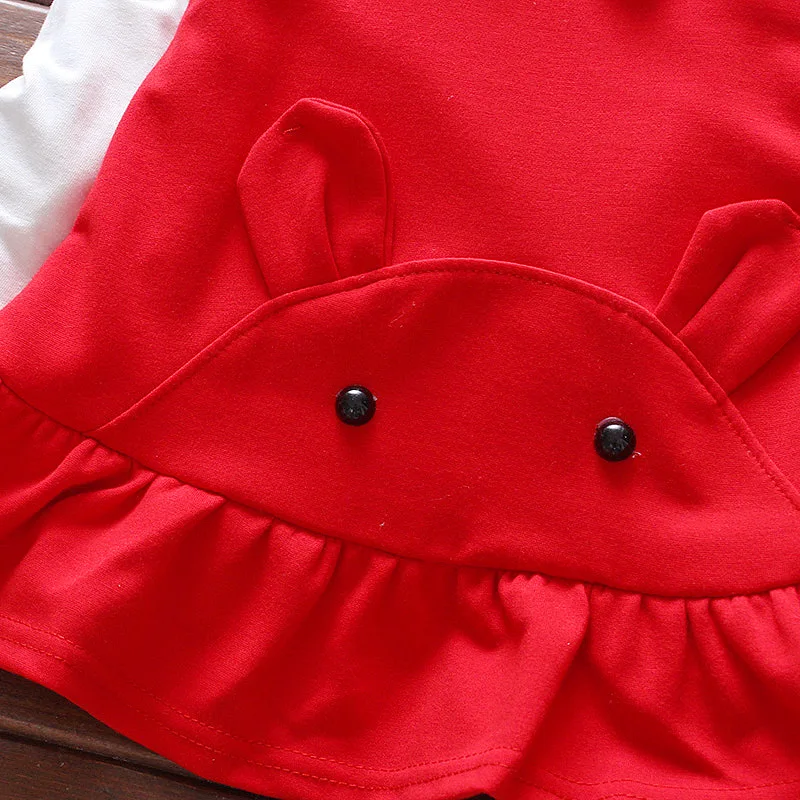 Baby Girl Suit Fashion Children Spring And Autumn Lotus Leaf Long-sleeved Rabbit Cartoon Image Cotton Coat Minnie