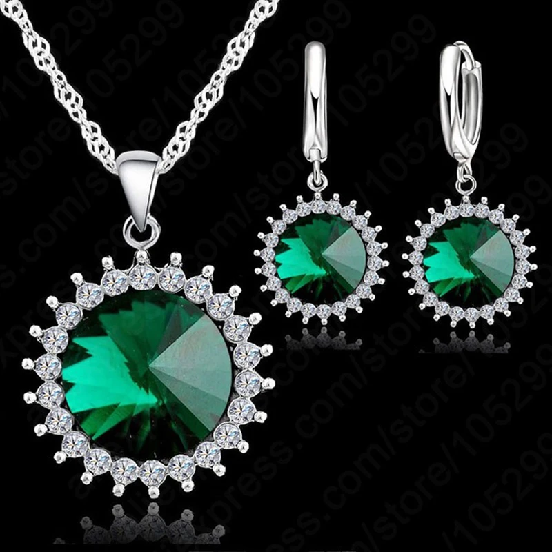 

Новое поступление, 6 цветов, большое ожерелье с кристаллами подсолнуха, серьги, наборы из стерлингового серебра 925 пробы, женские вечерние по...