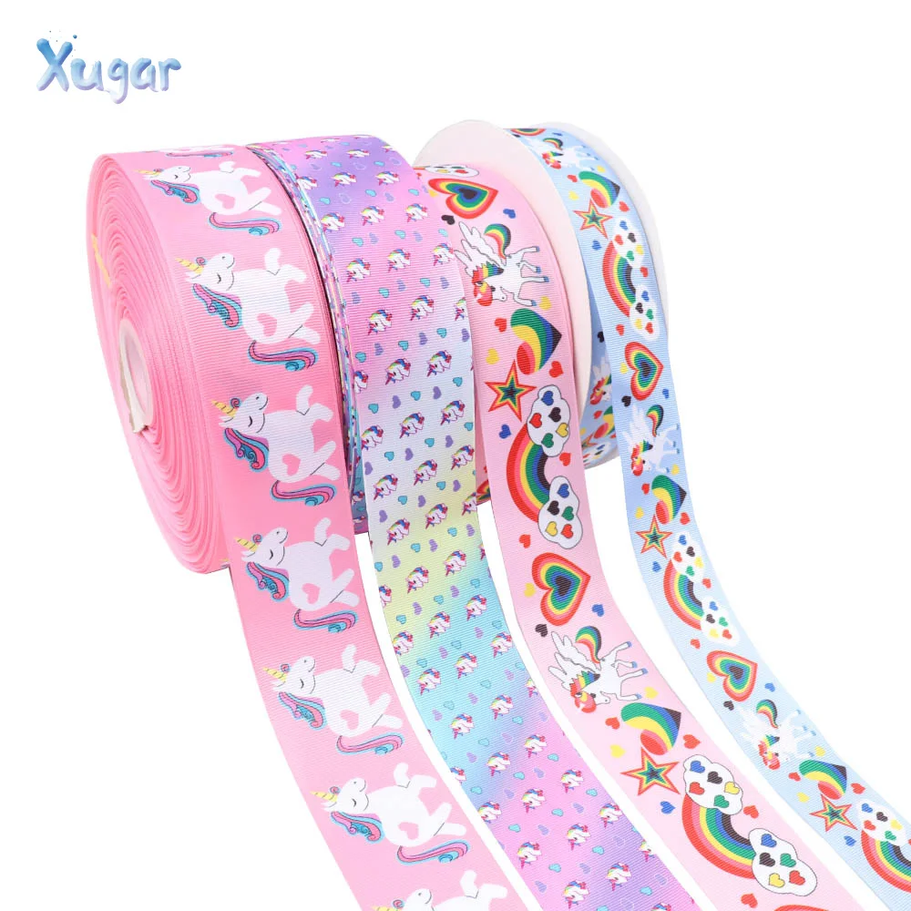 Xugar 2 &quot(5 ярдов/рулон) мультяшная лента единорог Радуга лошадь Печать DIY Hairbow