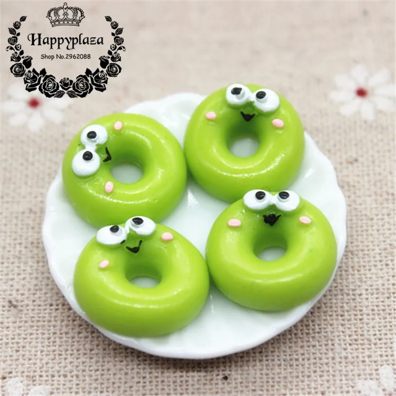 17mm Kawaii Cartoon Animal Donuts Resin Miniature Food Art Flatback Cabochon DIY Decorative Craft Scrapbooking