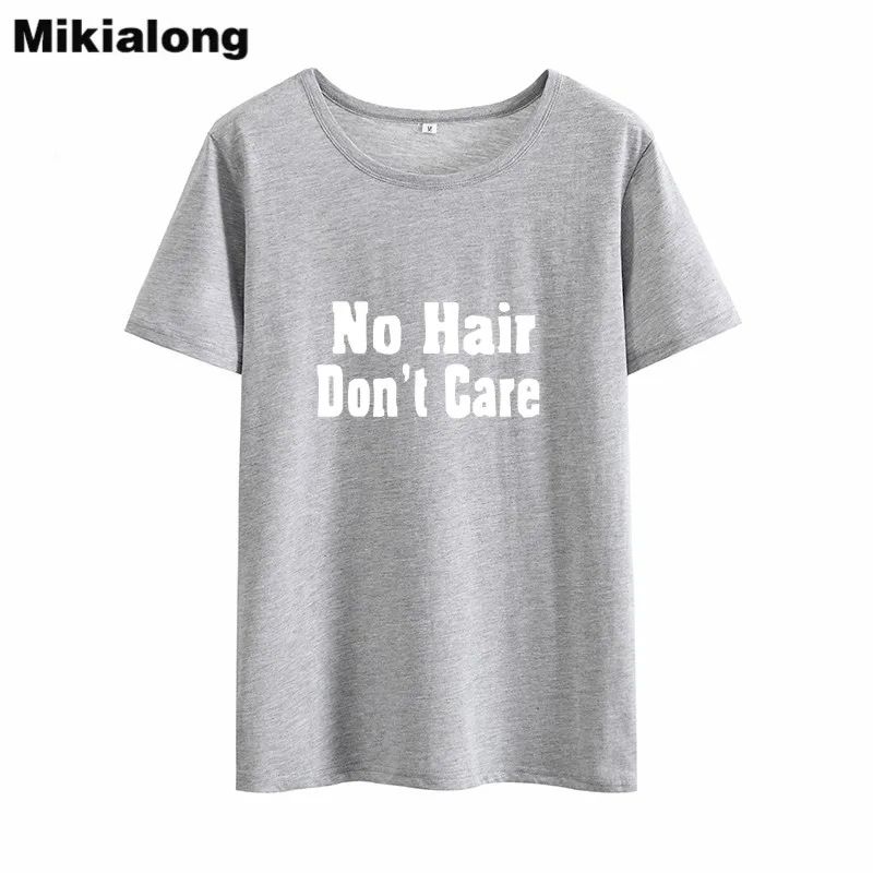 Женская футболка с круглым вырезом Mikialong No Hair Don't Care свободная коротким рукавом