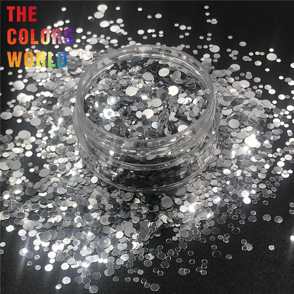 Смешанный металлический блеск для ногтей круглой формы в горошек цветной