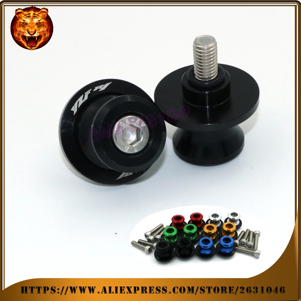 

For YAMAHA YZF-R1 YZFR1 NEW RED BLUE GOLD SILVER Black Motorcycle CNC Aluminum Swingarm Spools slider 0.236inch stand Screws